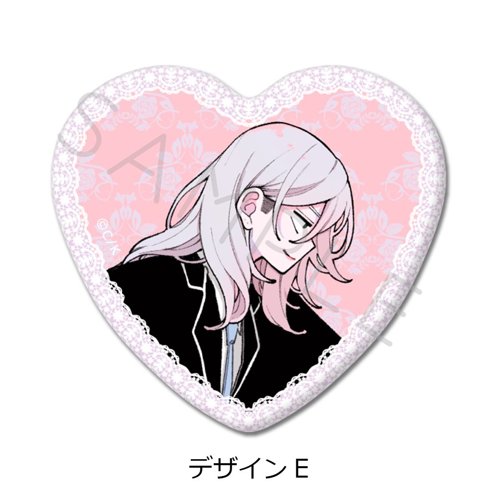 恋せよまやかし天使ども ハート型缶バッジ デザインE ("Fall in Love, You False Angels" Heart Can Badge Design E)