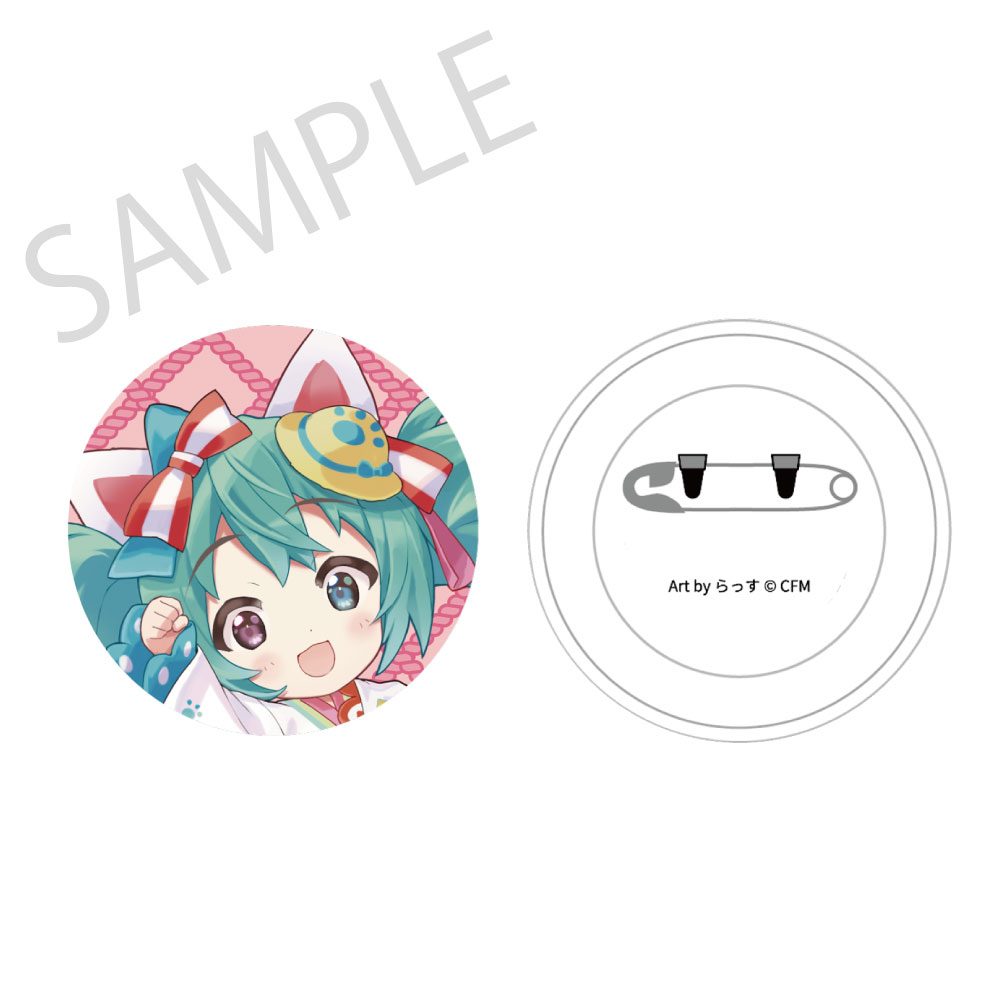 初音ミク×招き猫 ふわもふタッチ缶バッジ 初音ミク白猫B Art by らっす (Hatsune Miku x Maneki-neko Fuwamofu Touch Can Badge Hatsune Miku White Cat B Art by Rassu)