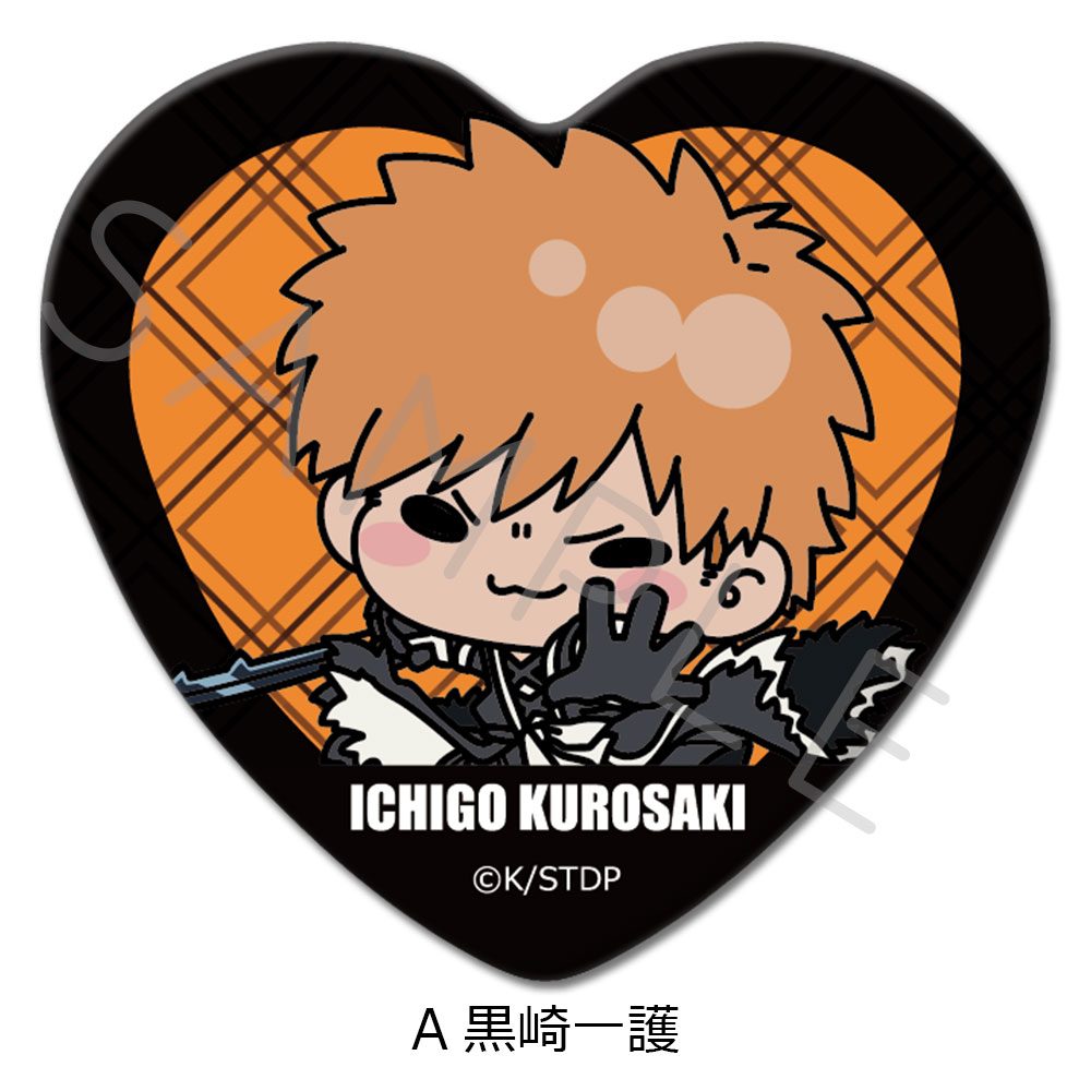 BLEACH 千年血戦篇 ハート型缶バッジ A 黒崎一護 ("Bleach: Thousand-Year Blood War" Heart Can Badge A Kurosaki Ichigo)