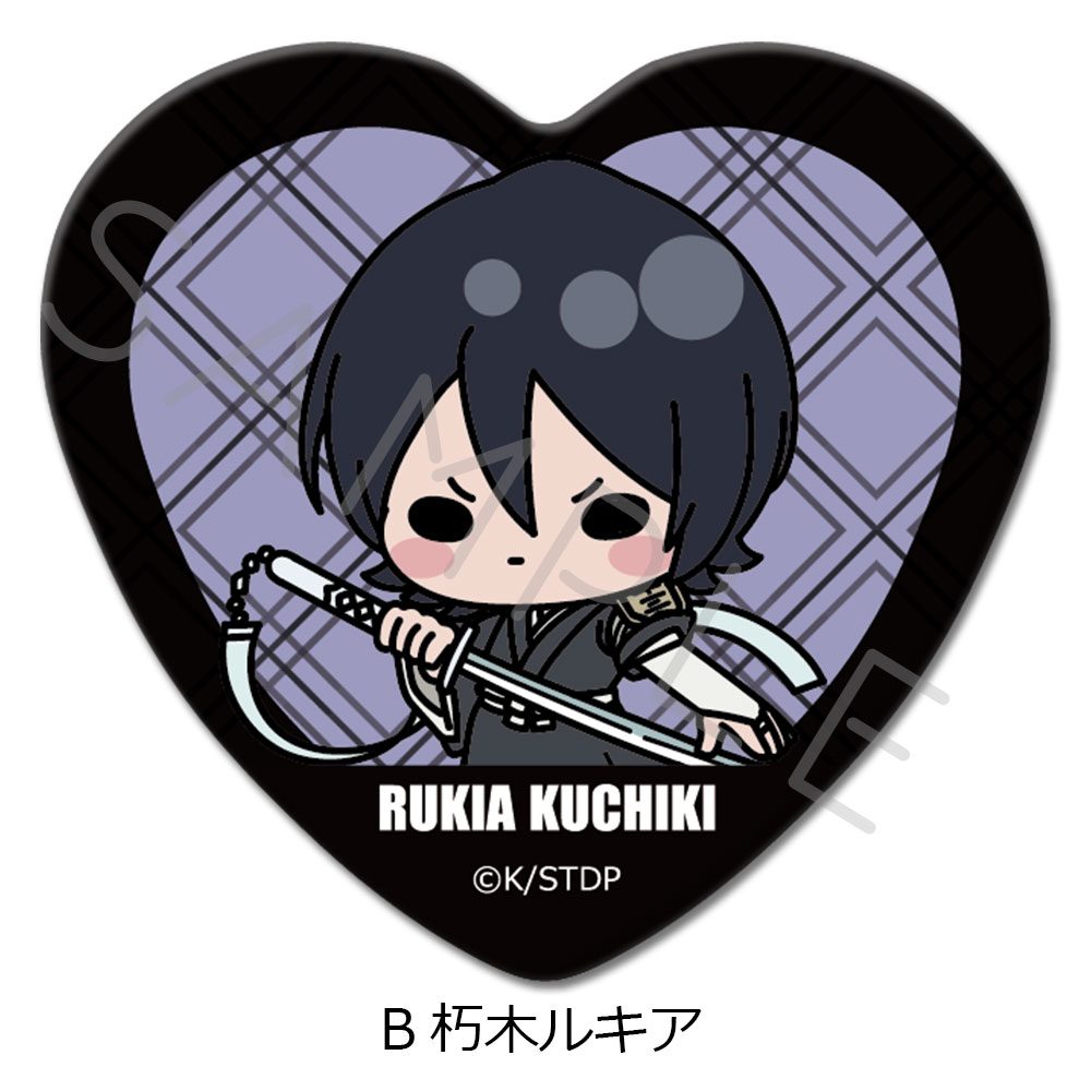 BLEACH 千年血戦篇 ハート型缶バッジ B 朽木ルキア ("Bleach: Thousand-Year Blood War" Heart Can Badge B Kuchiki Rukia)