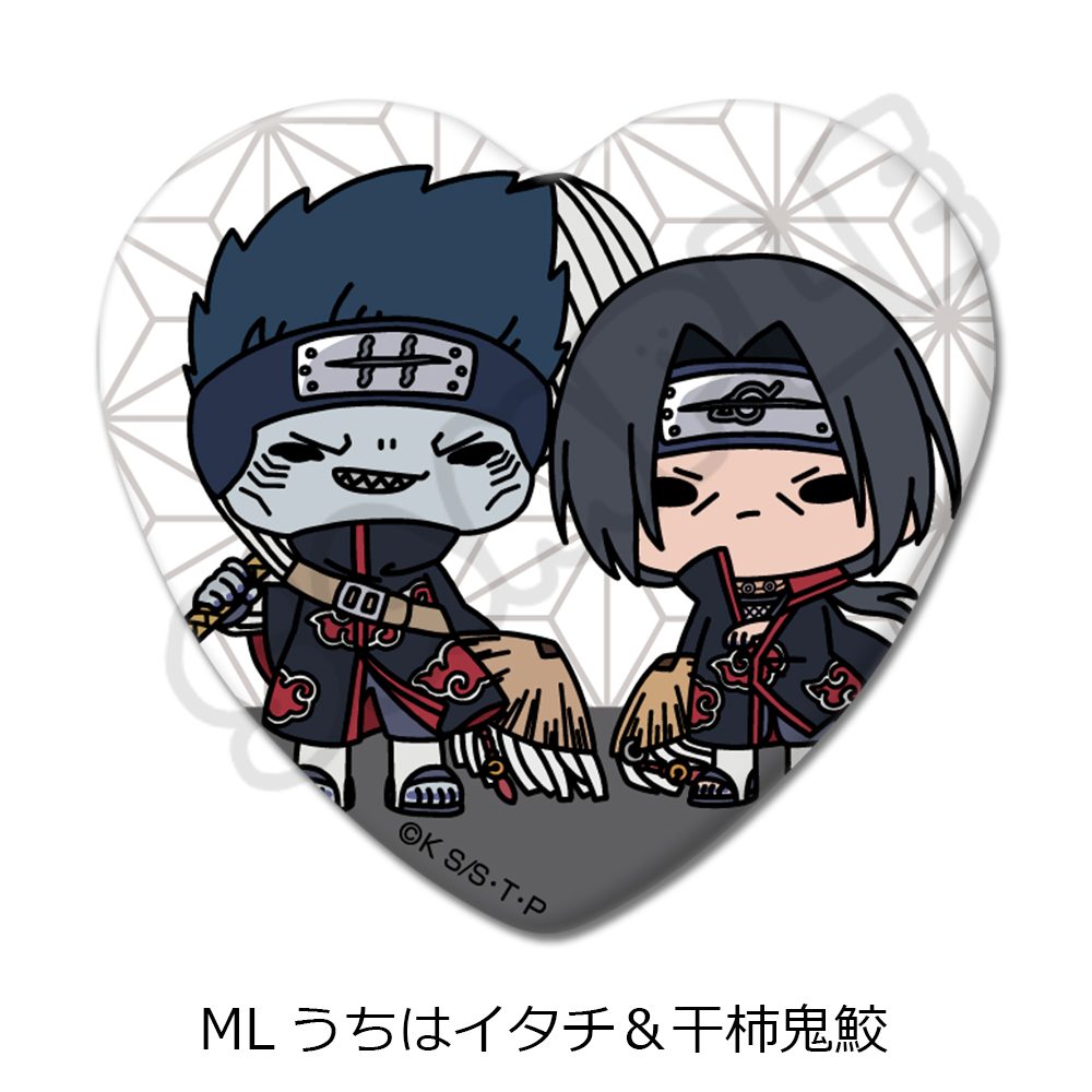 NARUTO-ナルト- ハート型缶バッジ ML うちはイタチ&干柿鬼鮫 ("NARUTO" Heart Can Badge ML Uchiha Itachi & Hoshigaki Kisame)