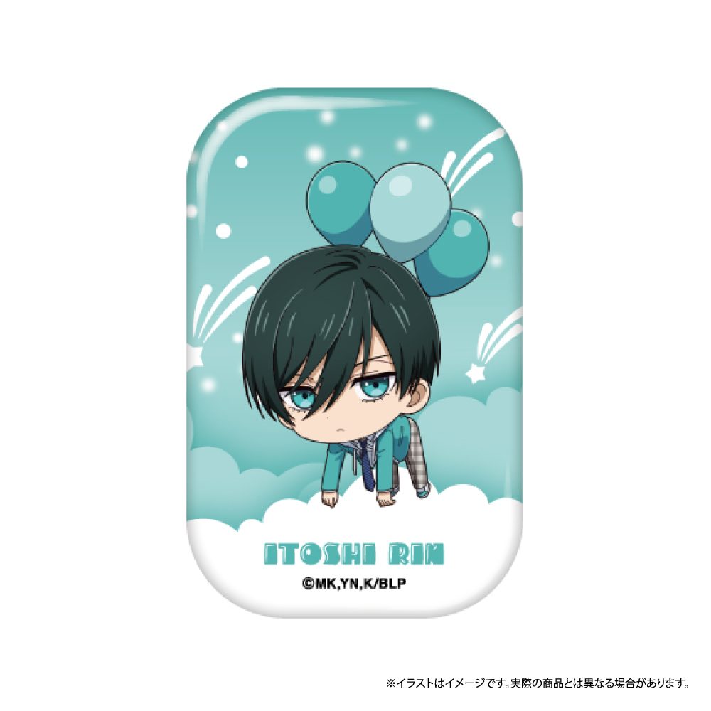 ブルーロック 長方形缶バッジ 糸師凛(ミニキャラ)(風船) ("Blue Lock" Rectangle Can Badge Itoshi Rin (Mini Character) (Balloon))