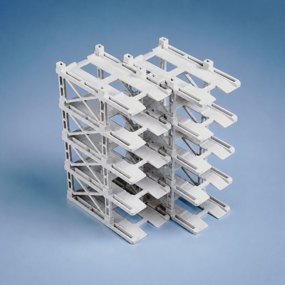 1/64 PITBOX 立体駐車場モジュール(10台収納) WAVE 2 ホワイト (1/64 PITBOX Modular Diecast 3D Parking Rack (10 Cars Storage) WAVE 2 White)