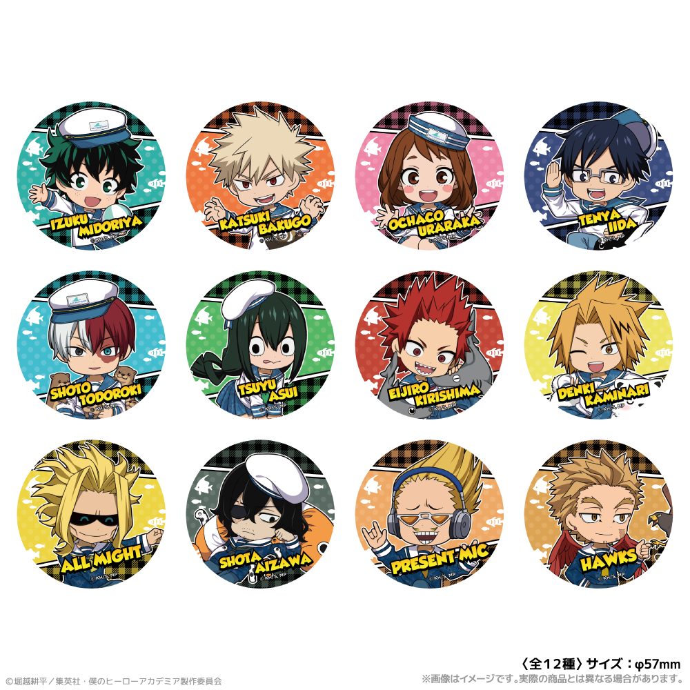僕のヒーローアカデミア ミニキャラ缶バッジ 海の生きものたちと一緒にPLUS ULTRA ("My Hero Academia" Mini Character Can Badge PLUS ULTRA with Sea Creatures)