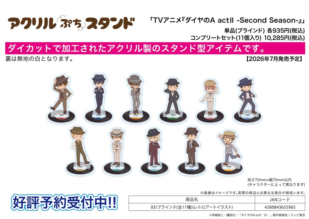 アクリルぷちスタンド ダイヤのA act II -Second Season- 03 レトロアートイラスト (Acrylic Petit Stand "Ace of Diamond act II -Second Season-" 03 Retro Art Illustration)