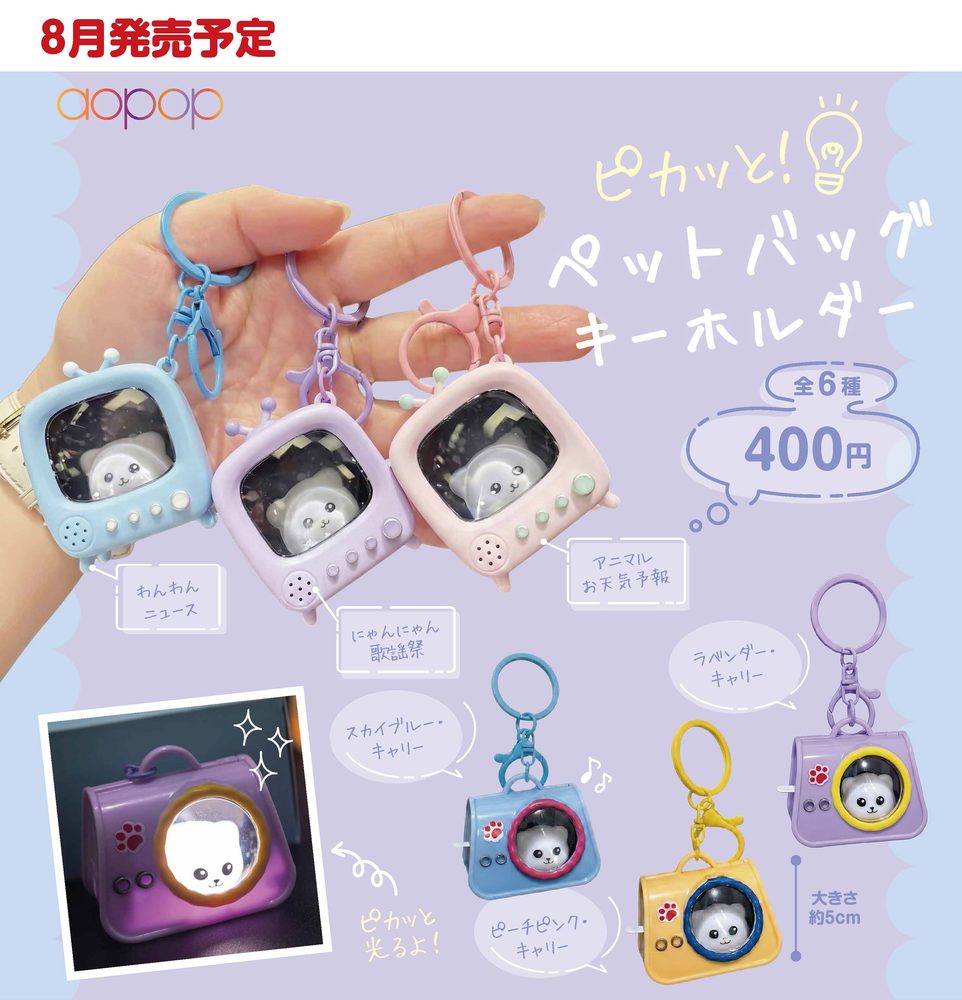 400円カプセル ピカッと ペットバッグ キーホルダー (Pikatto Pet Bag Key Chain)
