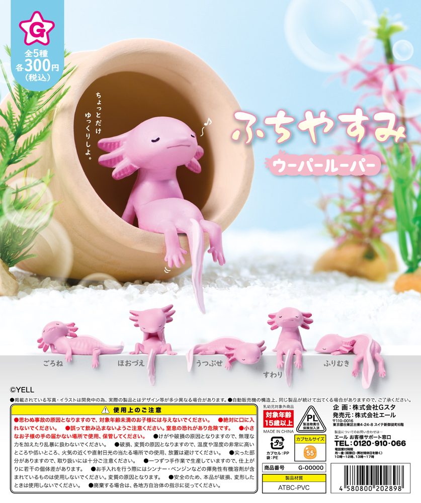 300円カプセル ふちやすみ ウーパールーパー (Fuchiyasumi Axolotl)