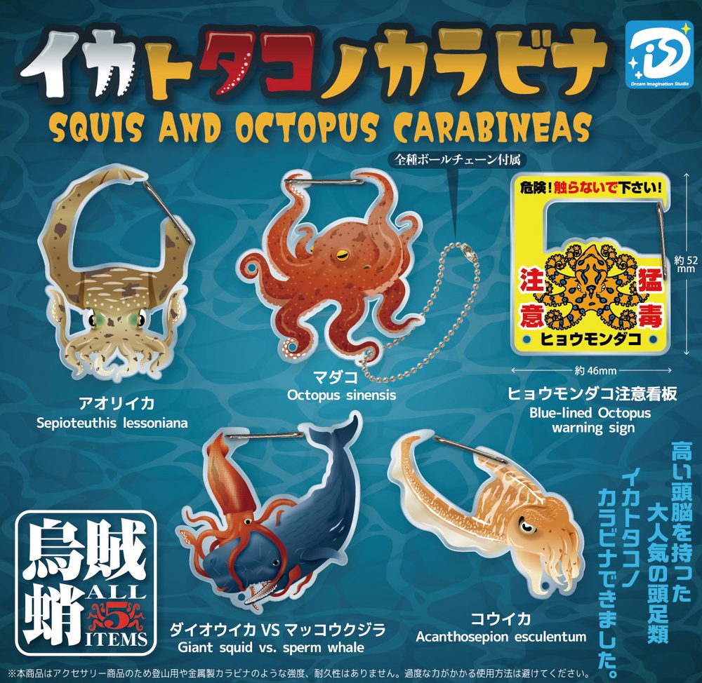 400円カプセル イカトタコノカラビナ (Squid and Octopus Carabiner)
