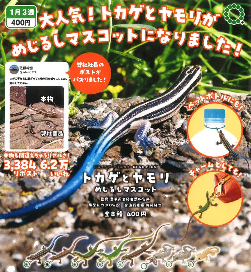 400円カプセル ネイチャーテクニカラーMONO PLUS トカゲとヤモリ めじるしマスコット (Nature Techni Colour MONO PLUS Lizard & Gecko Mark Mascot)