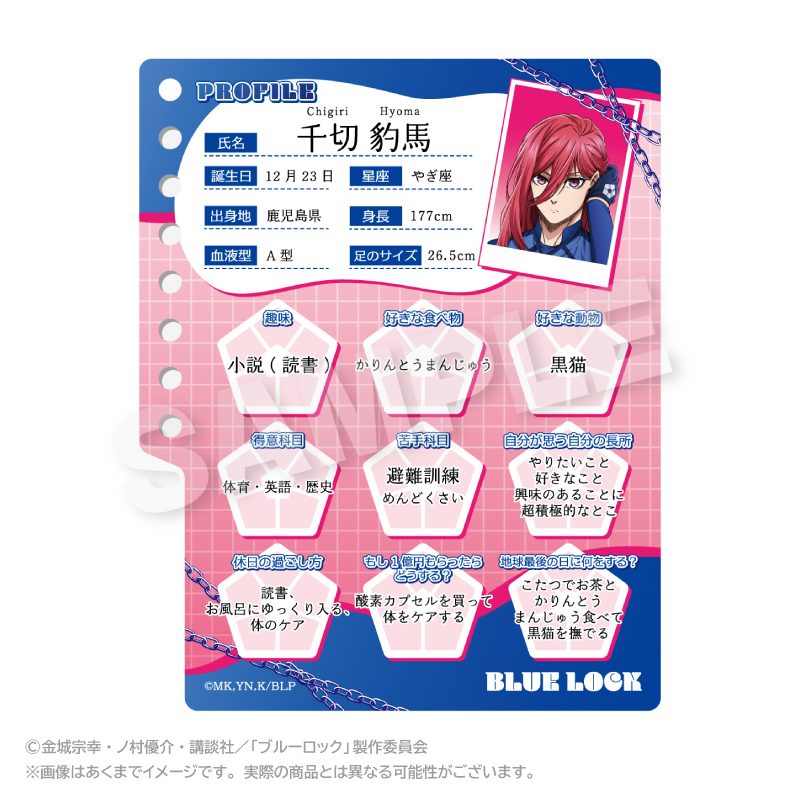 ブルーロック プロフィール帳風キーホルダー 千切豹馬 ("Blue Lock" Profile Book Style Key Chain Chigiri Hyoma)