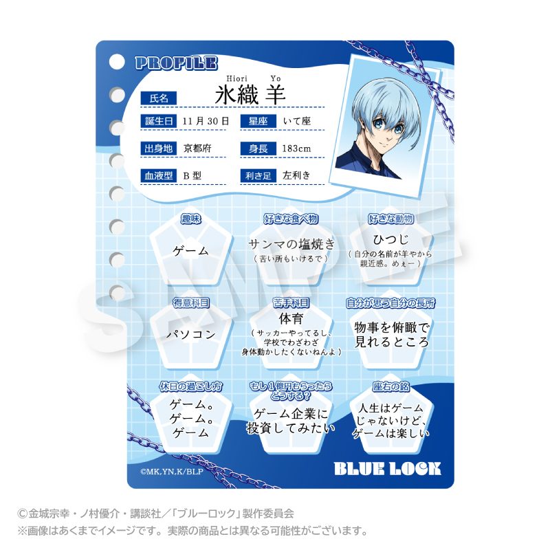 ブルーロック プロフィール帳風キーホルダー 氷織羊 ("Blue Lock" Profile Book Style Key Chain Hiori Yo)