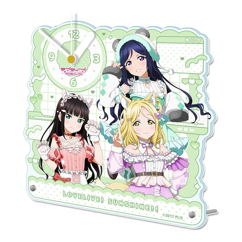 ラブライブ!サンシャイン!! 描き下ろしアクリル置時計 3年生 アニマル衣装 ("Love Live! Sunshine!!" Original Illustration Acrylic Clock Third-year Student Animal Costume)