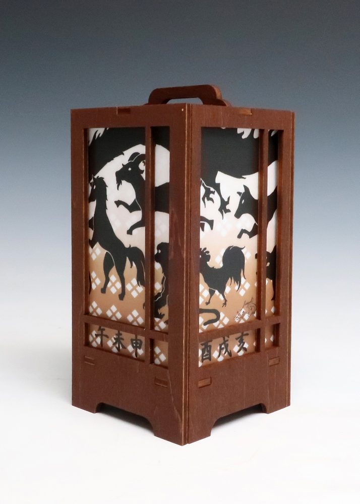 木製クラフト 木楽 行燈(きらく あんどん) 干支・塗装 (Wooden Craft KIRAKU ANDON Japanese Zodiac, Painted Type)
