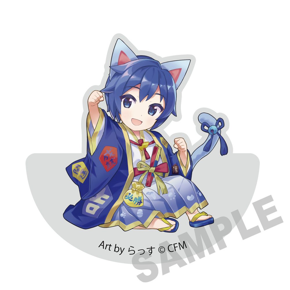 初音ミク×招き猫 ゆらゆらアクリルブロック KAITO Art by らっす (Hatsune Miku x Maneki-neko Yurayura Acrylic Block KAITO Art by Rassu)