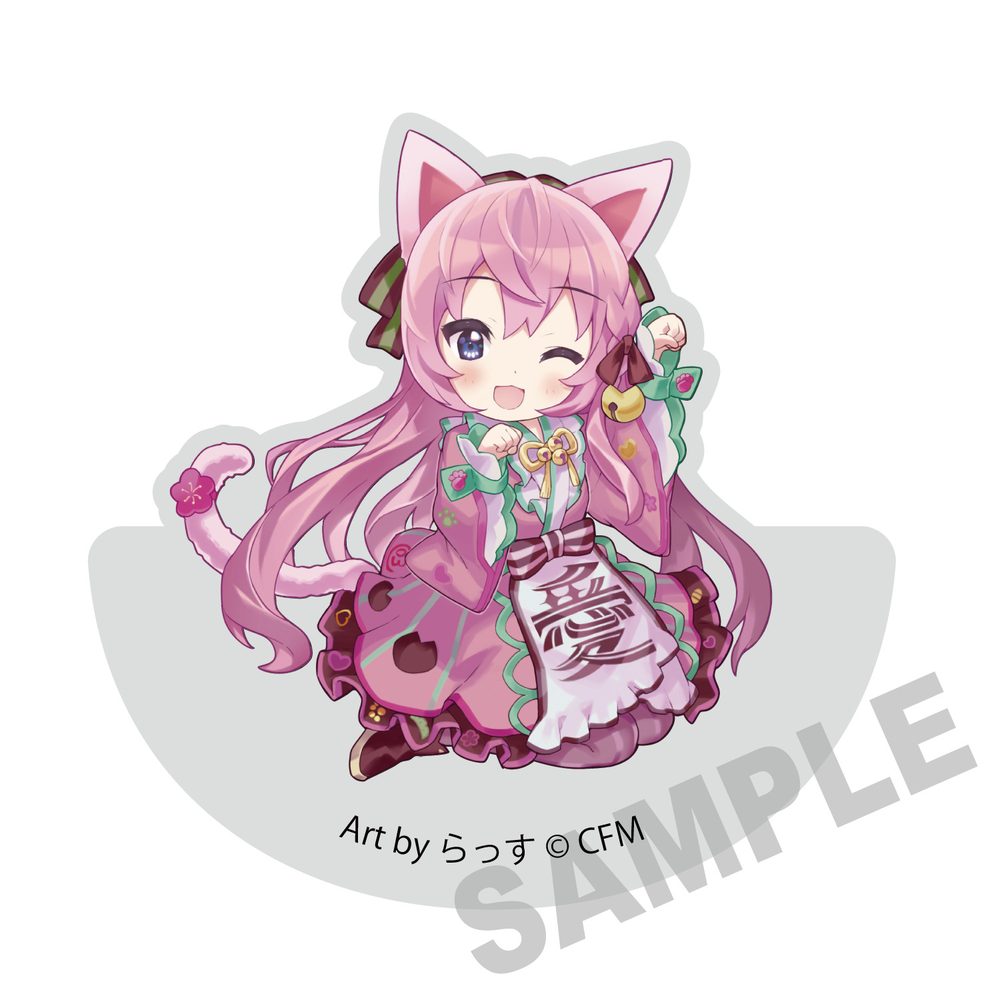 初音ミク×招き猫 ゆらゆらアクリルブロック 巡音ルカ Art by らっす (Hatsune Miku x Maneki-neko Yurayura Acrylic Block Megurine Luka Art by Rassu)