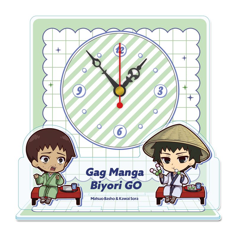 増田こうすけ劇場 ギャグマンガ日和GO ぷちちょこミニアクリル置時計 松尾芭蕉&河合曽良 ("Kousuke Masuda Gekijou: Gag Manga Biyori Go" Puchichoko Mini Acrylic Clock Matsuo Basho & Kawai Sora)