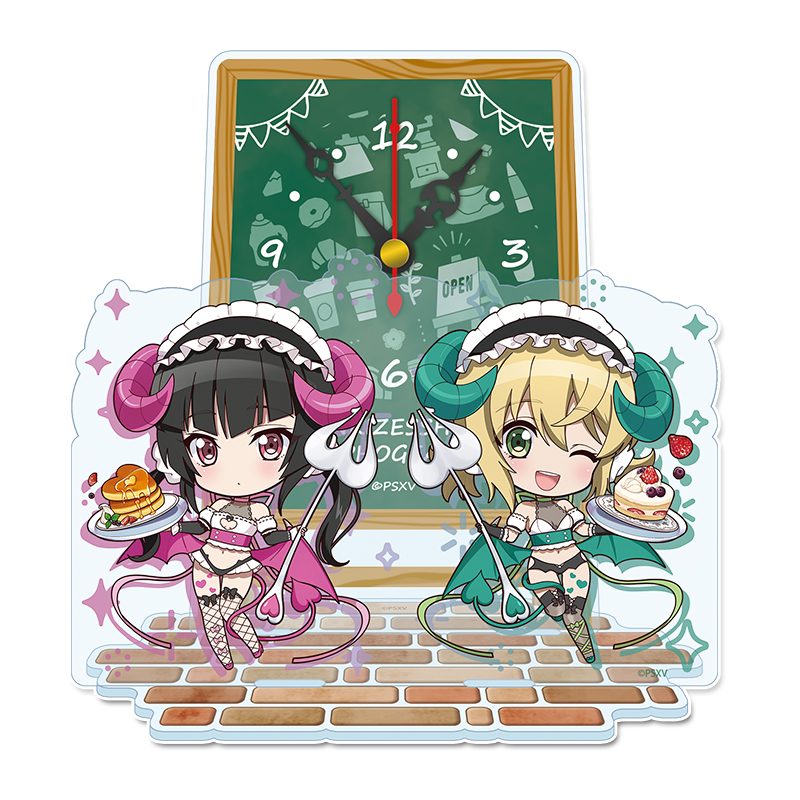 戦姫絶唱シンフォギアXV ぷちちょこ ミニアクリル置時計 月読調&暁切歌 小悪魔ウェイトレス ("Senki Zessho Symphogear XV" Puchichoko Mini Acrylic Clock Tsukuyomi Shirabe & Akatsuki Kirika Little Devil Waitress)