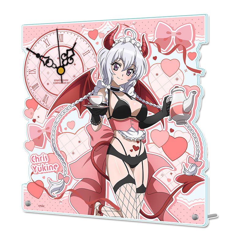 戦姫絶唱シンフォギアXV 描き下ろしアクリル置時計 雪音クリス 小悪魔ウェイトレス ("Senki Zessho Symphogear XV" Original Illustration Acrylic Clock Yukine Chris Little Devil Waitress)