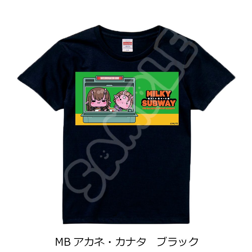 銀河特急 ミルキー☆サブウェイ Tシャツ(mochocho) MB アカネ・カナタ ブラック Mサイズ ("MILKY SUBWAY THE GALACTIC LIMITED EXPRESS" T-shirt (mochocho) MB Akane & Kanata Black (M Size))