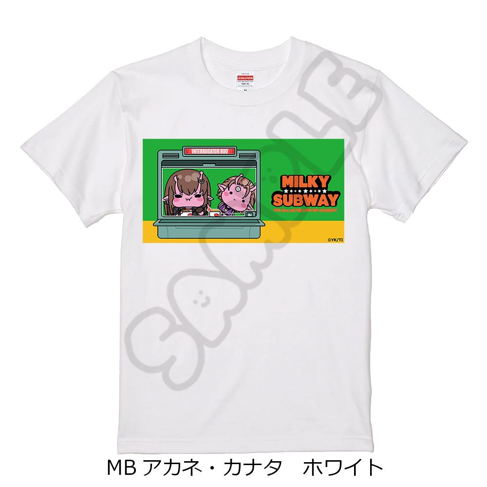 銀河特急 ミルキー☆サブウェイ Tシャツ(mochocho) MB アカネ・カナタ ホワイト Mサイズ ("MILKY SUBWAY THE GALACTIC LIMITED EXPRESS" T-shirt (mochocho) MB Akane & Kanata White (M Size))