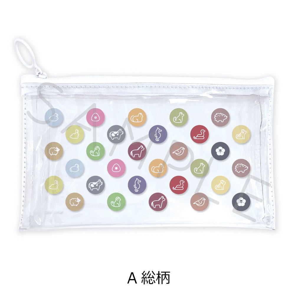 フルーツバスケット フラットクリアポーチ A 総柄 ("Fruits Basket" Flat Clear Pouch A Pattern)