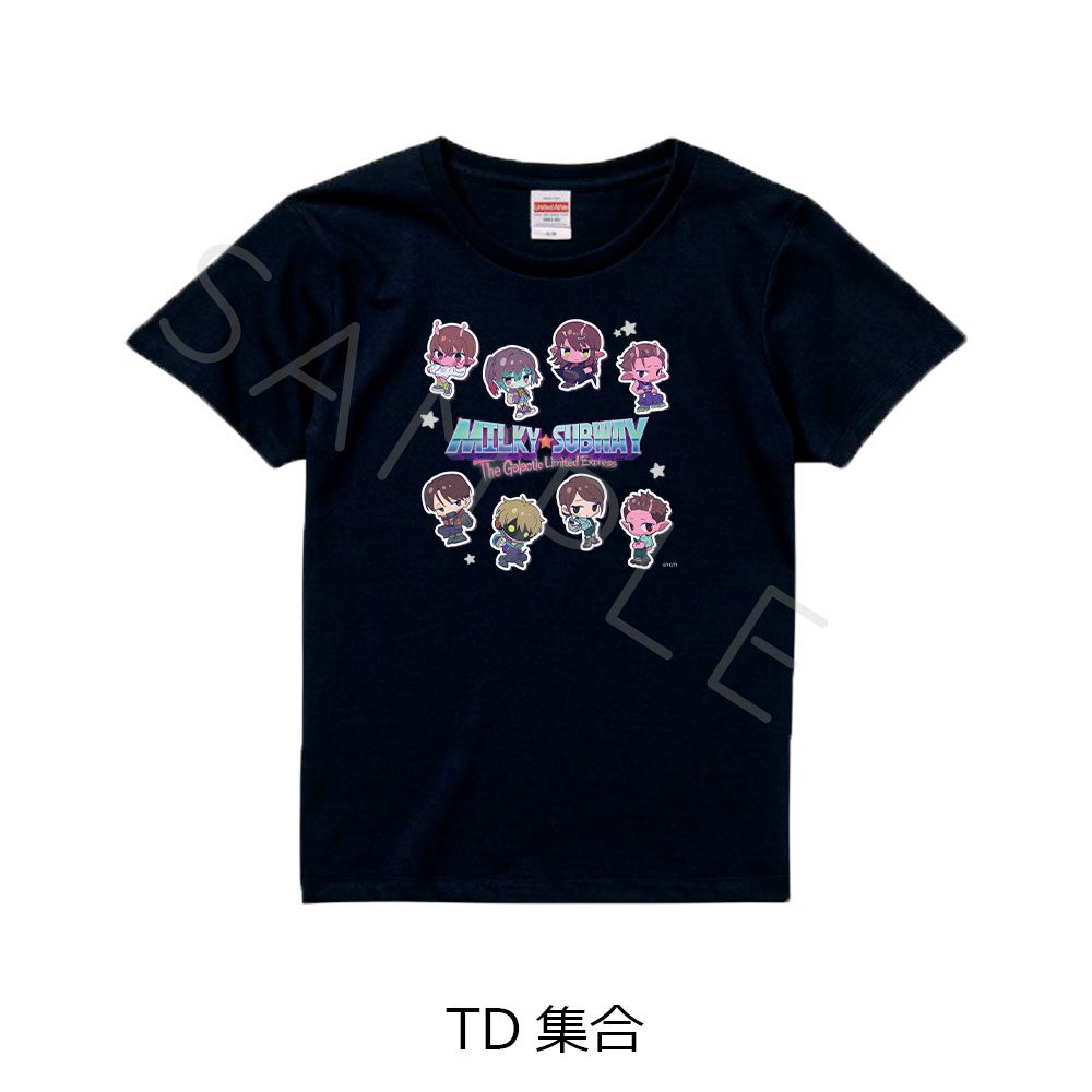 銀河特急 ミルキー☆サブウェイ Tシャツ ちぽっけ TD 集合 ブラック XLサイズ ("MILKY SUBWAY THE GALACTIC LIMITED EXPRESS" T-shirt Chipokke TD Group Black (XL Size))
