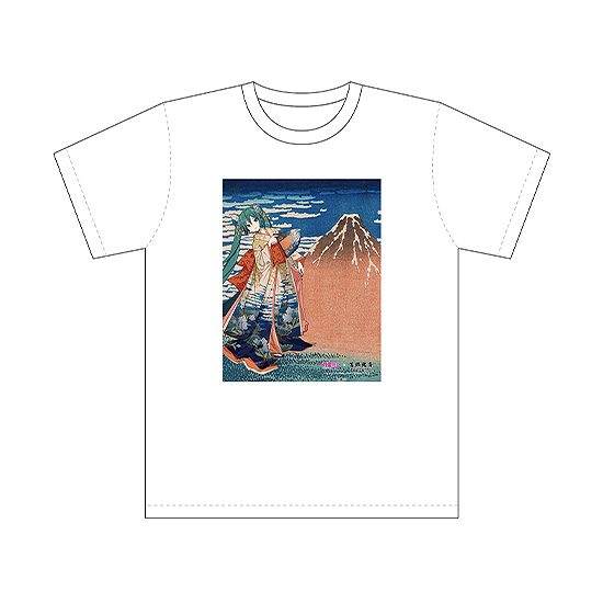 葛飾北斎×初音ミク iXima Tシャツ 凱風快晴 (Hokusai Katsushika x Hatsune Miku by iXima T-shirt Fine Wind, Clear Morning)