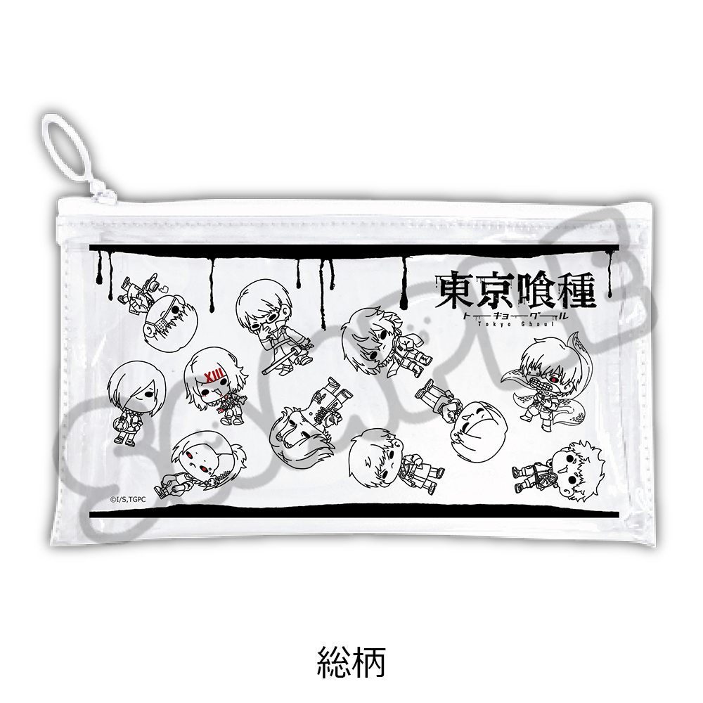 東京喰種トーキョーグール フラットクリアポーチ 総柄 ("Tokyo Ghoul" Flat Clear Pouch Pattern)