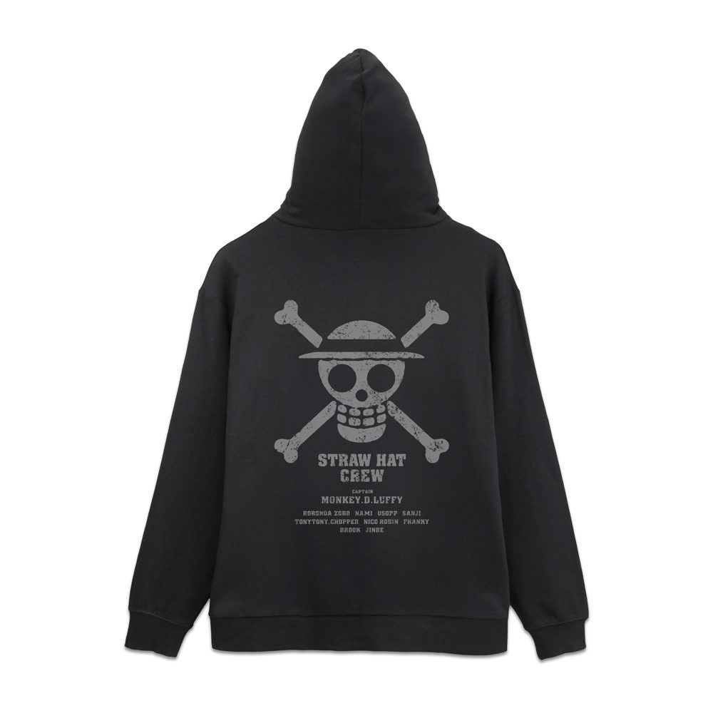 ワンピース 麦わらの一味 ジップパーカー ブラック M ("One Piece" Straw Hat Crew Zip Hoodie Black (M Size))