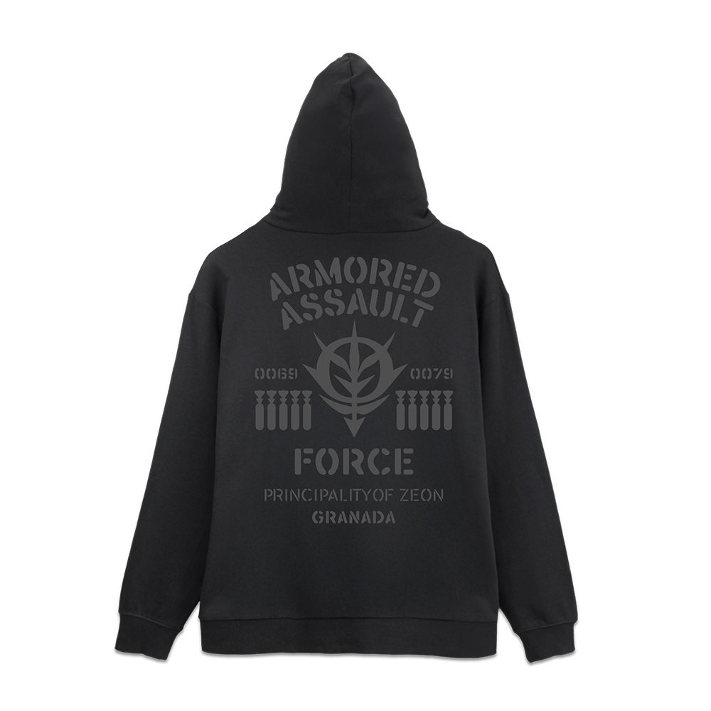 機動戦士ガンダム ジオン公国 突撃機動軍 ジップパーカー ブラック XXL ("Mobile Suit Gundam" Principality of Zeon Zeon Mobile Assault Force Zip Hoodie Black (XXL Size))