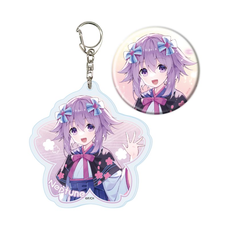 アクリルキーホルダー&缶バッジセット 超次元ゲイム ネプテューヌ 01 ネプテューヌ(桜)(公式イラスト) (Acrylic Key Chain & Can Badge Set "Hyperdimension Neptunia" 01 Neptunia (Cherry Blossom) (Official Illustration))