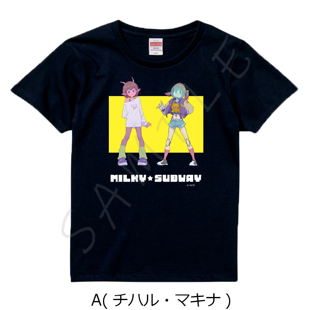 銀河特急 ミルキー☆サブウェイ Tシャツ A チハル・マキナ ブラック XLサイズ ("MILKY SUBWAY THE GALACTIC LIMITED EXPRESS" T-shirt A Chiharu & Makina Black (XL Size))