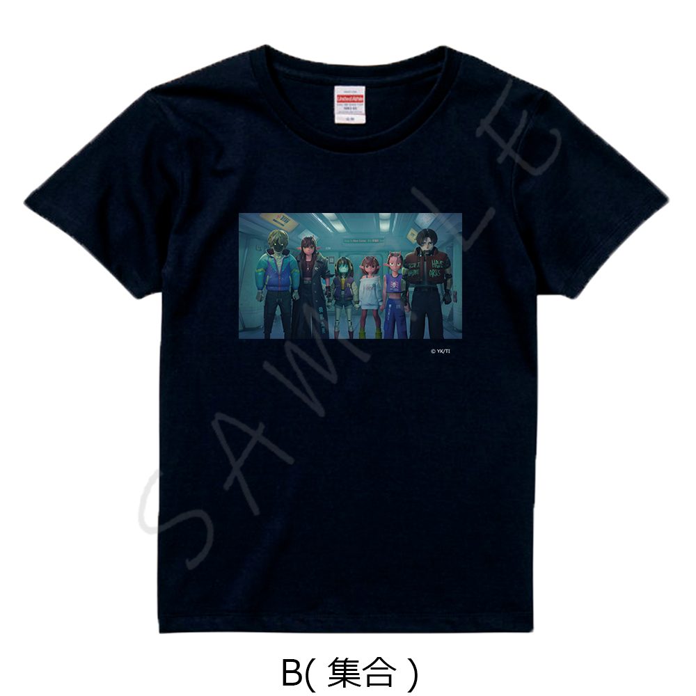 銀河特急 ミルキー☆サブウェイ Tシャツ B 集合 ブラック Lサイズ ("MILKY SUBWAY THE GALACTIC LIMITED EXPRESS" T-shirt B Group Black (L Size))