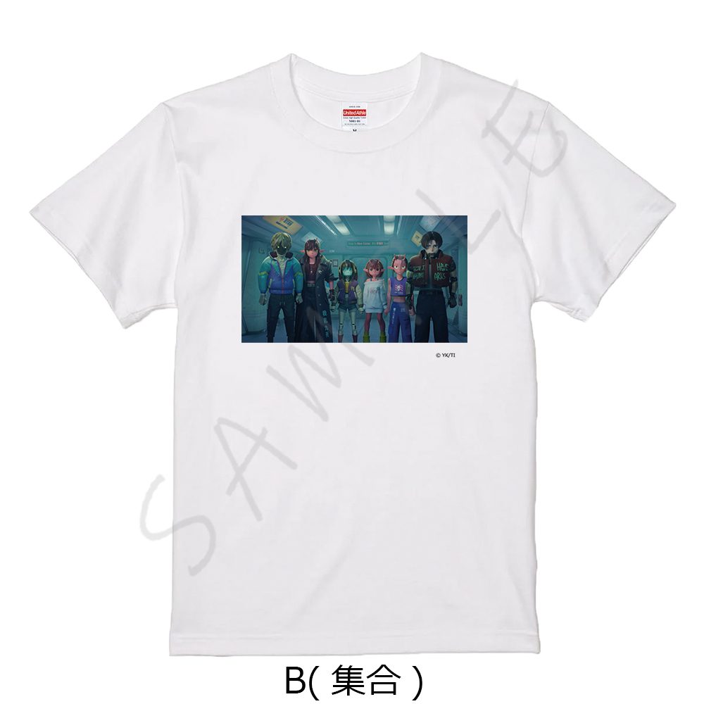 銀河特急 ミルキー☆サブウェイ Tシャツ B 集合 ホワイト Lサイズ ("MILKY SUBWAY THE GALACTIC LIMITED EXPRESS" T-shirt B Group White (L Size))