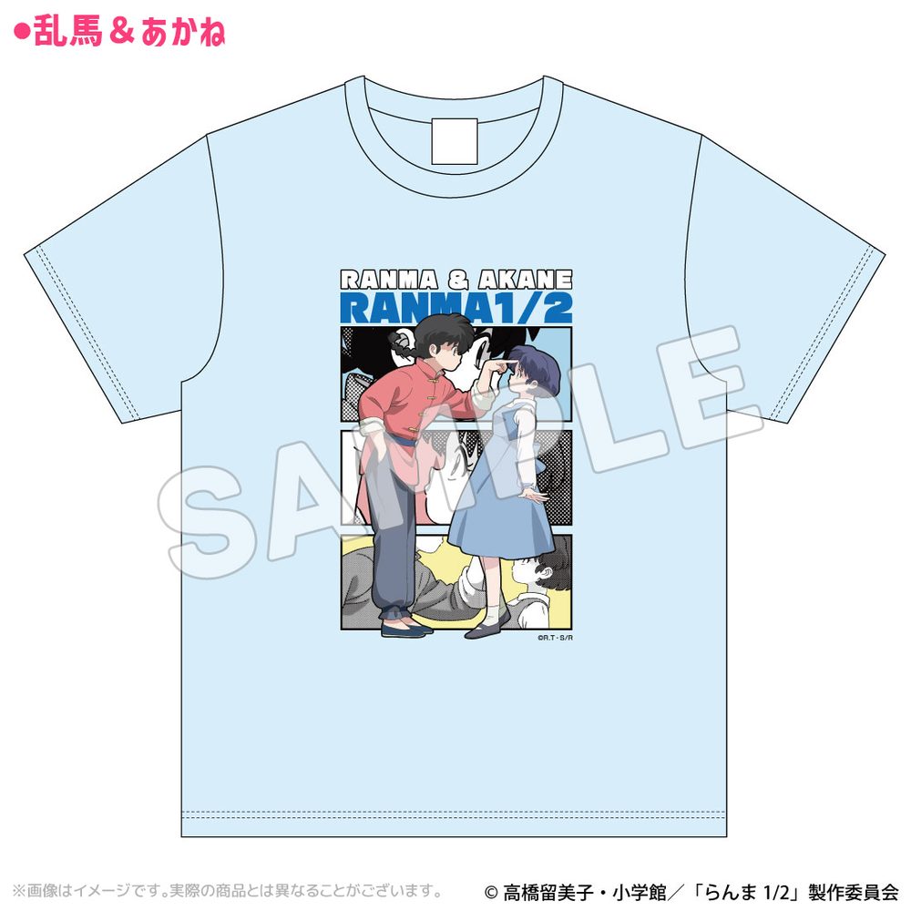 らんま1/2 アートTシャツ 乱馬&あかね L ("Ranma 1/2" Art T-shirt Ranma (Male) & Akane (L Size))