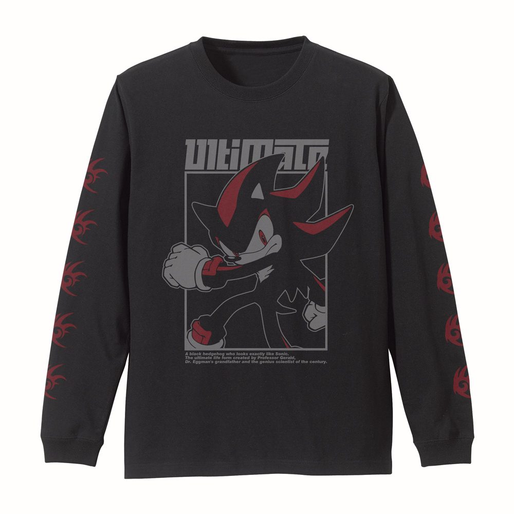 ソニック・ザ・ヘッジホッグ シャドウ・ザ・ヘッジホッグ 袖リブロングスリーブTシャツ ブラック M ("Sonic the Hedgehog" Shadow the Hedgehog Ribbed Long Sleeve T-shirt Black (M Size))