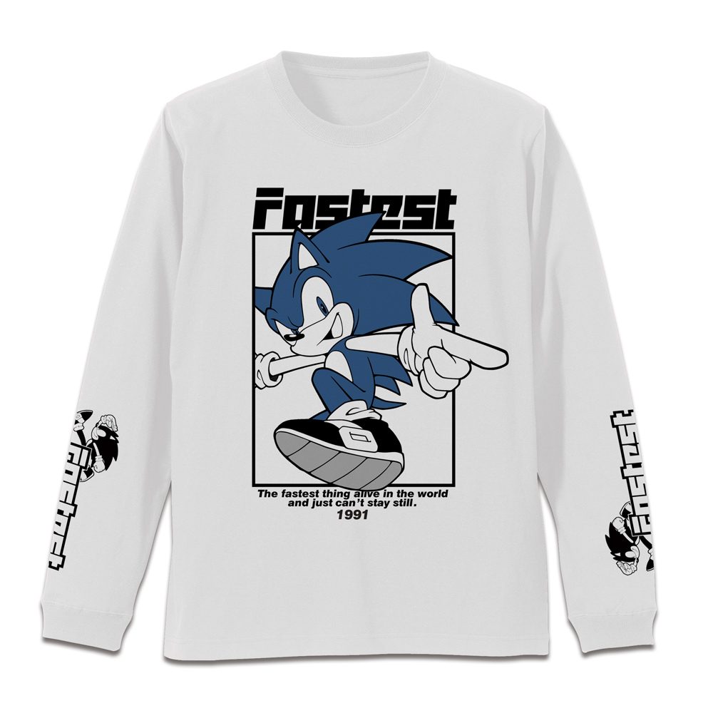 ソニック・ザ・ヘッジホッグ ソニック・ザ・ヘッジホッグ 袖リブロングスリーブTシャツ ホワイト L ("Sonic the Hedgehog" Sonic the Hedgehog Ribbed Long Sleeve T-shirt White (L Size))