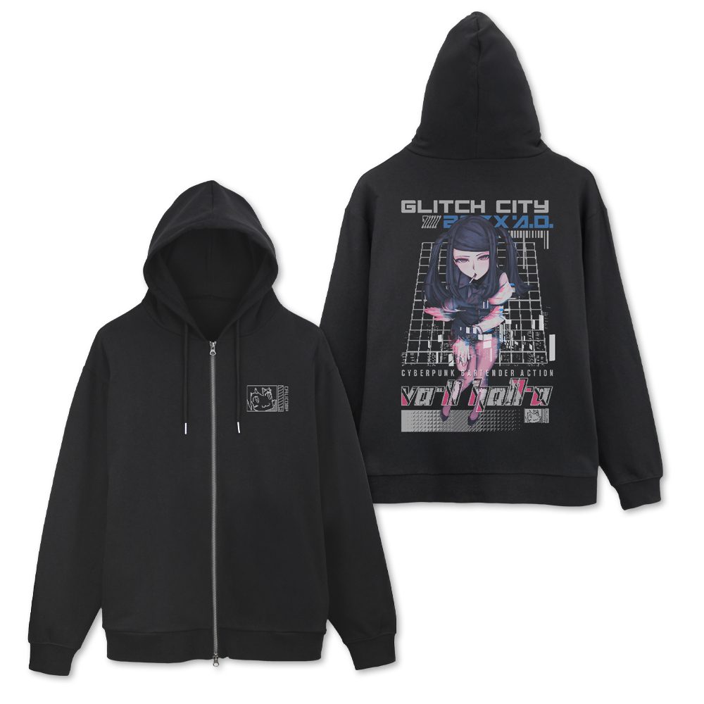 VA-11 HALL-A VA-11 Hall-A ジル ジップパーカー ブラック M ("VA-11 HALL-A: Cyberpunk Bartender Action" VA-11 Hall-A Jill Zip Hoodie Black (M Size))