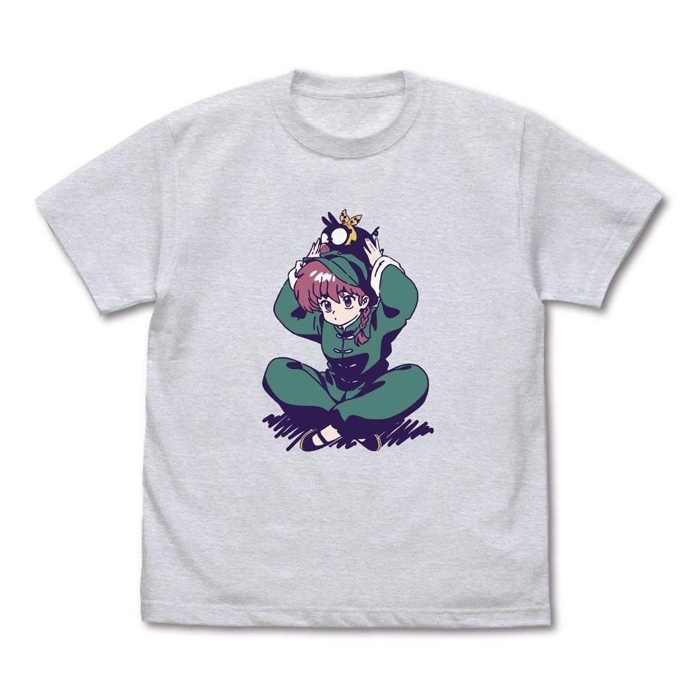 らんま1/2 らんまとPちゃん Tシャツ アッシュ XL ("Ranma 1/2" Ranma (Female) & P-chan T-shirt Ash (XL Size))