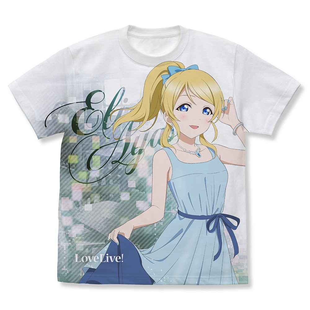 ラブライブ! 描き下ろし 絢瀬絵里 フルグラフィックTシャツ パーティードレス2025Ver. ホワイト S ("Love Live!" Original Illustration Ayase Eli Full Graphic T-shirt Party Dress 2025 Ver. White (S Size))