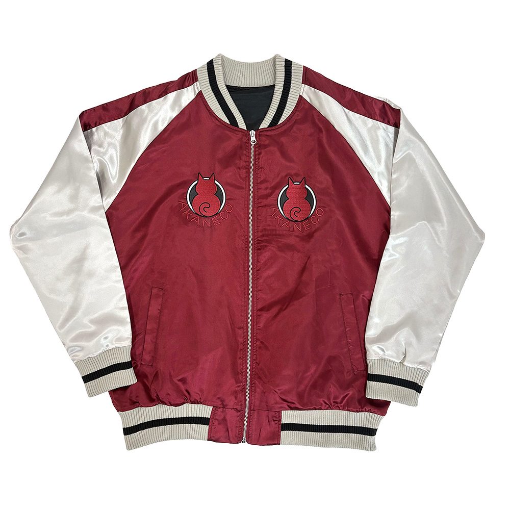 ラーメン赤猫 サブ 刺繍スカジャン バーガンディ XL ("Ramen Akaneko" Sabu Embroidery Souvenir Jacket Burgundy (XL Size))