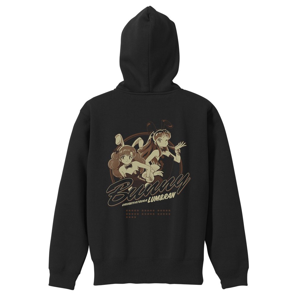 うる星やつら バニーガール ラム&ラン ジップパーカー ブラック XL ("Urusei Yatsura" Bunny Girl Lum & Ran Zip Hoodie Black (XL Size))