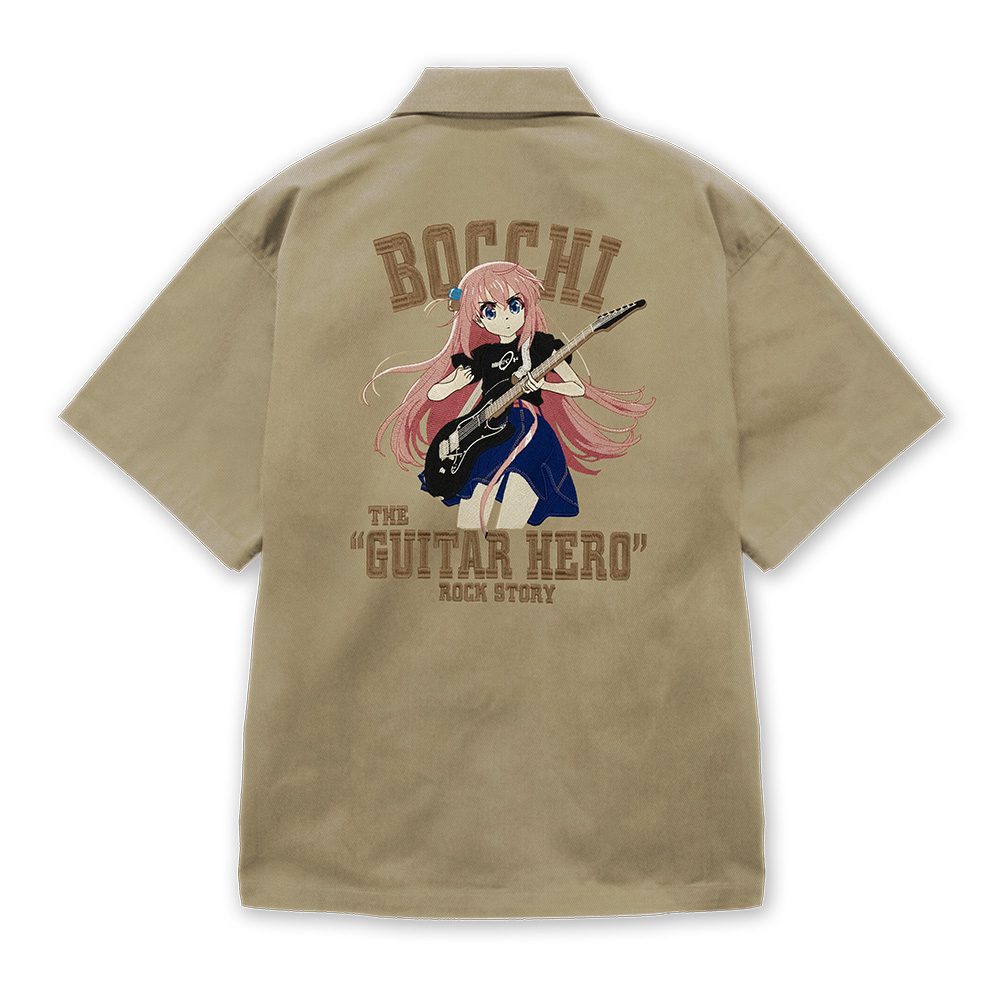 ぼっち・ざ・ろっく! 後藤ひとり 刺繍ワークシャツ Playing the guitar Ver. 2025MODEL サンドカーキ L ("Bocchi the Rock!" Gotoh Hitori Embroidery Work Shirt Playing The Guitar Ver. 2025 MODEL Sand Khaki (L Size))