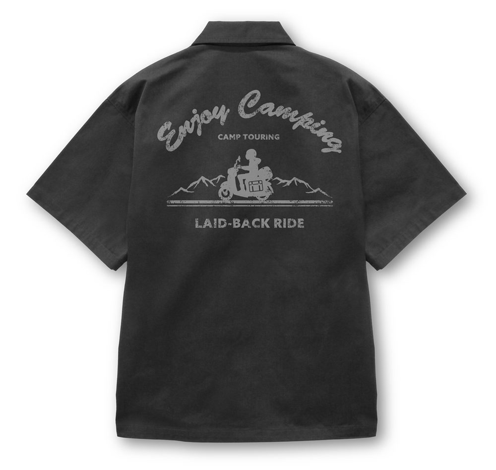 ゆるキャン△ SEASON3 シルエットバイク志摩リン ワークシャツ グレー XXL ("Yurucamp Season 3" Silhouette Bike Shima Rin Work Shirt Grey (XXL Size))