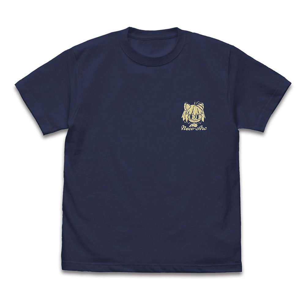月姫 -A piece of blue glass moon- ネコアルク ワンポイント刺繍Tシャツ インディゴ S ("TSUKIHIME -A Piece of Blue Glass Moon-" Neco Arc One Point Embroidery T-shirt Indigo (S Size))