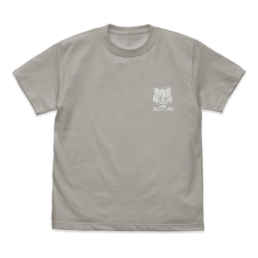 月姫 -A piece of blue glass moon- ネコアルク ワンポイント刺繍Tシャツ ライトグレー L ("TSUKIHIME -A Piece of Blue Glass Moon-" Neco Arc One Point Embroidery T-shirt Light Gray (L Size))
