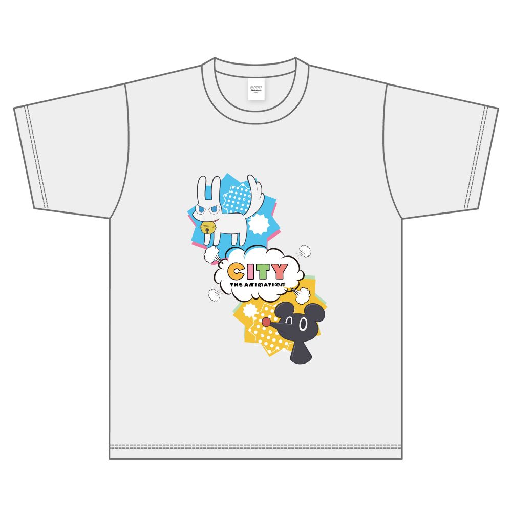 CITY THE ANIMATION TシャツA グレー Lサイズ ("CITY THE ANIMATION" T-shirt A Gray (L Size))