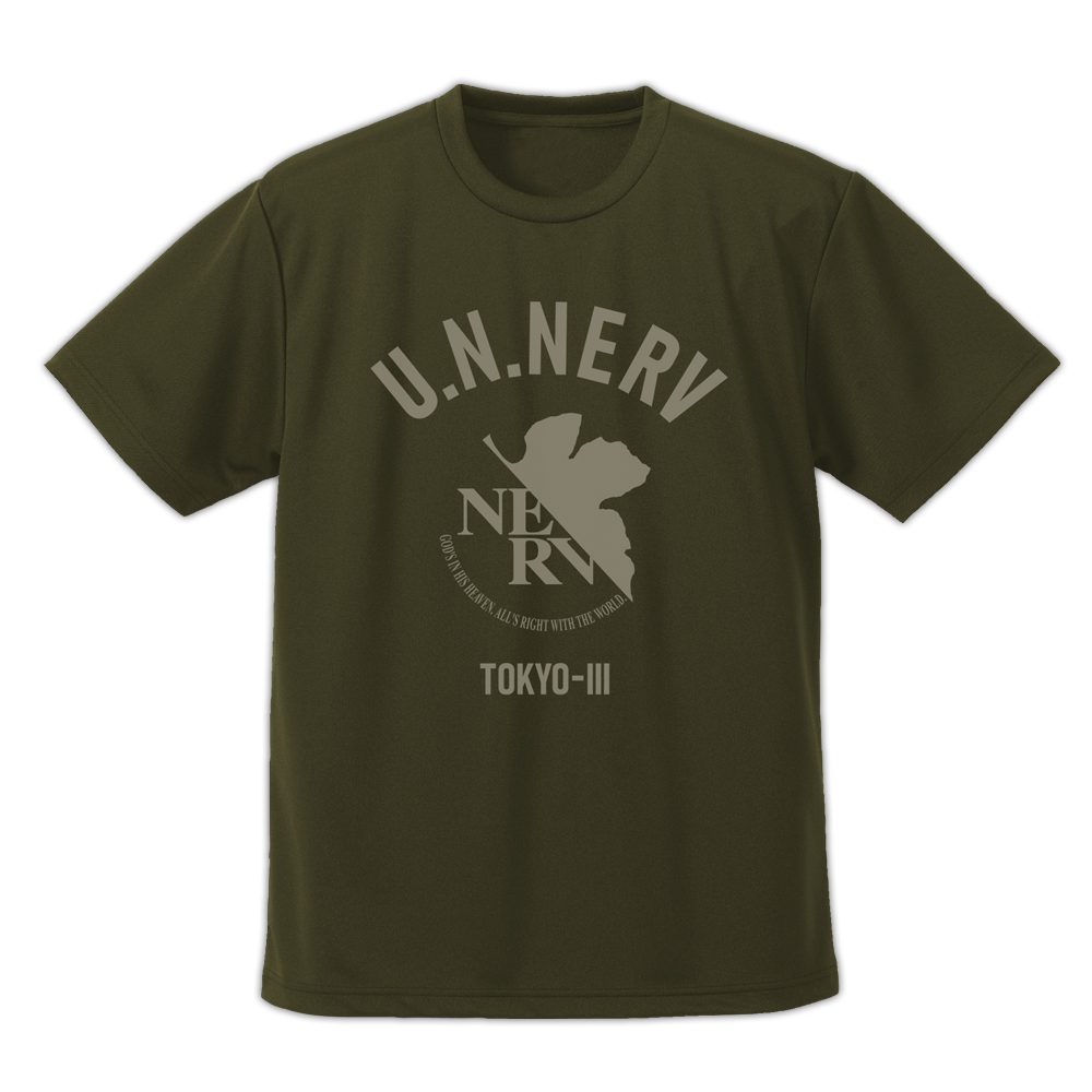 EVANGELION NERV ドライTシャツ オリーブドラブ XL ("Evangelion" NERV Dry T-shirt Olive Drab (XL Size))