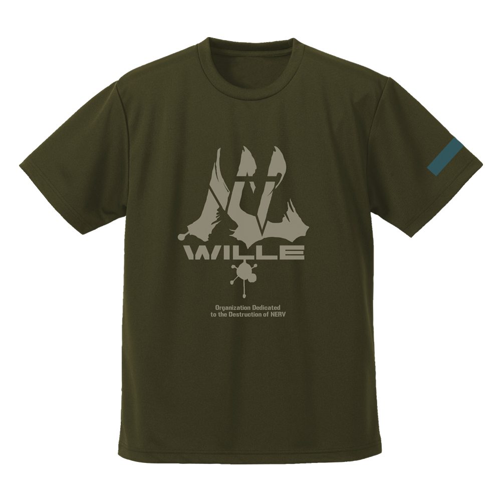 EVANGELION WILLE ドライTシャツ オリーブドラブ L ("Evangelion" WILLE Dry T-shirt Olive Drab (L Size))