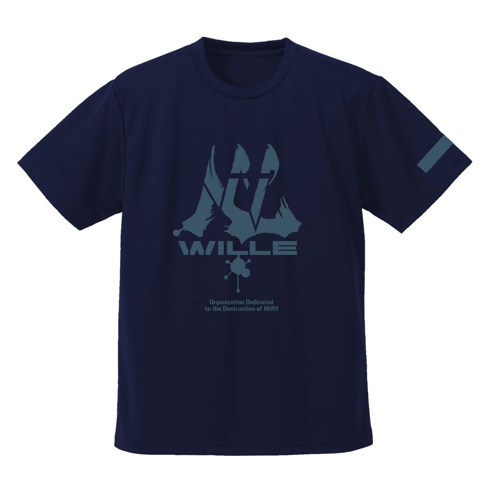 EVANGELION WILLE ドライTシャツ ネイビー XL ("Evangelion" WILLE Dry T-shirt Navy (XL Size))